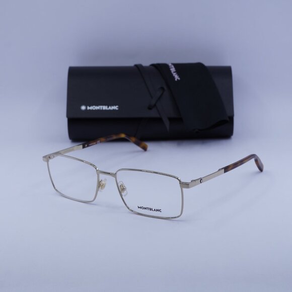 Montblanc MB0022O 003 Rectangle Eyeglasses 57mm –Gold/Havana - Picture 4 of 9